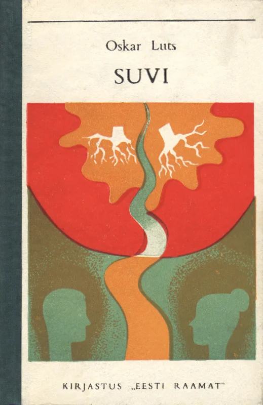 Suvi - Oskar Luts (Eesti Raamat, 1970). Graafilisel kaanel domineerivad soojad toonid — punane, oranž ja rohekas —, kujutades stiliseeritud maastikku koos puujuurtega. Esiplaanile on kujutatud kahe inimese siluetid, mis raamivad keskel looklevat teed.