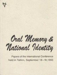 Oral memory & national identity. Papers of the conference organized by the Institute of Language and Literature of the Estonian Academy of Sciences & the National Language Board of the Republic of Estonia in Tallinn, September 18-19, 1993