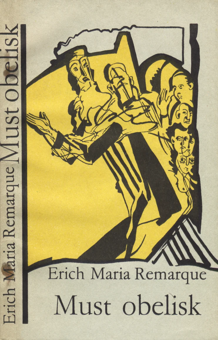 Must obelisk - Erich Maria Remarque (Monokkel, 1992). Ekspressiivne mustvalge joonistus kollase taustaga, kujutades dünaamilisi inimfiguure moodsa 1920ndate kunstitraditsioonide stiilis. Kaanel domineerivad teravad, nurgelised jooned ja kontrastsed varjud, mis loovad pingelise ning dramaatilise meeleolu.