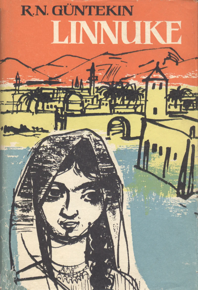 Linnuke - Resat Nuri Güntekin (Eesti Riiklik Kirjastus, 1961). Graafilises illustratsioonistiilis kujutatud noor naine tumeda juukste ja salliga esiплааnil, taustal idamaine linnamaastik minarettide ja veekoguga. Kaanekujunduses domineerivad soojad pruunid ja beežid toonid mustade kontuurjoontega.
