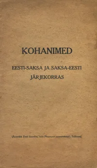 Kohanimed eesti-saksa ja saksa-eesti järjekorras
