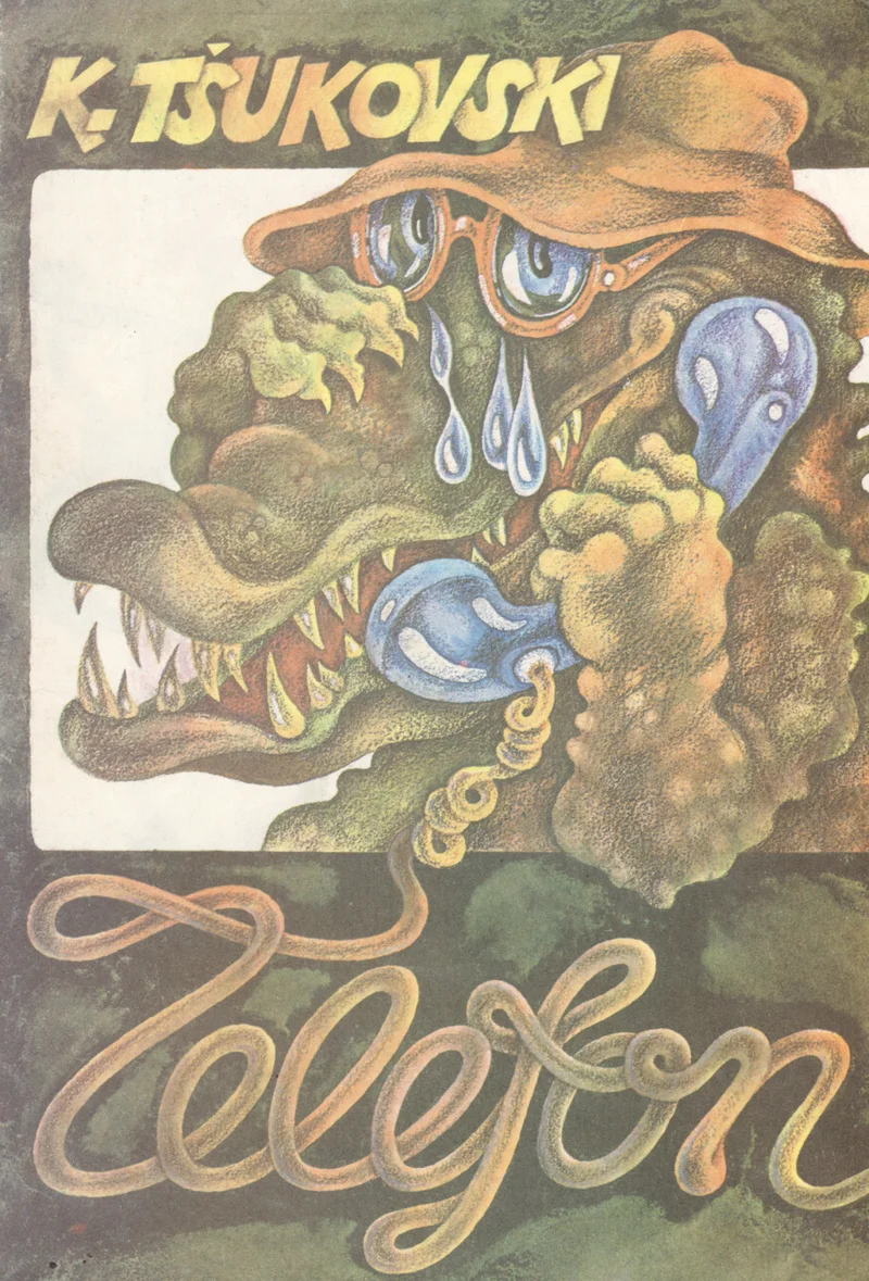 Telefon - Kornei Tšukovski (Eesti Raamat, 1982). Kaanel on kujutatud suur, rohekas koletislik loom avatud suuga, millest voolavad pisarad, ning loom kannab pruuni mütsi. Pealkiri on kujundatud roheliste ussilaadsete tähtedega.