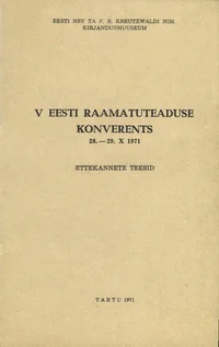 V Eesti raamatuteaduse konverents. 28.-29.10.1971