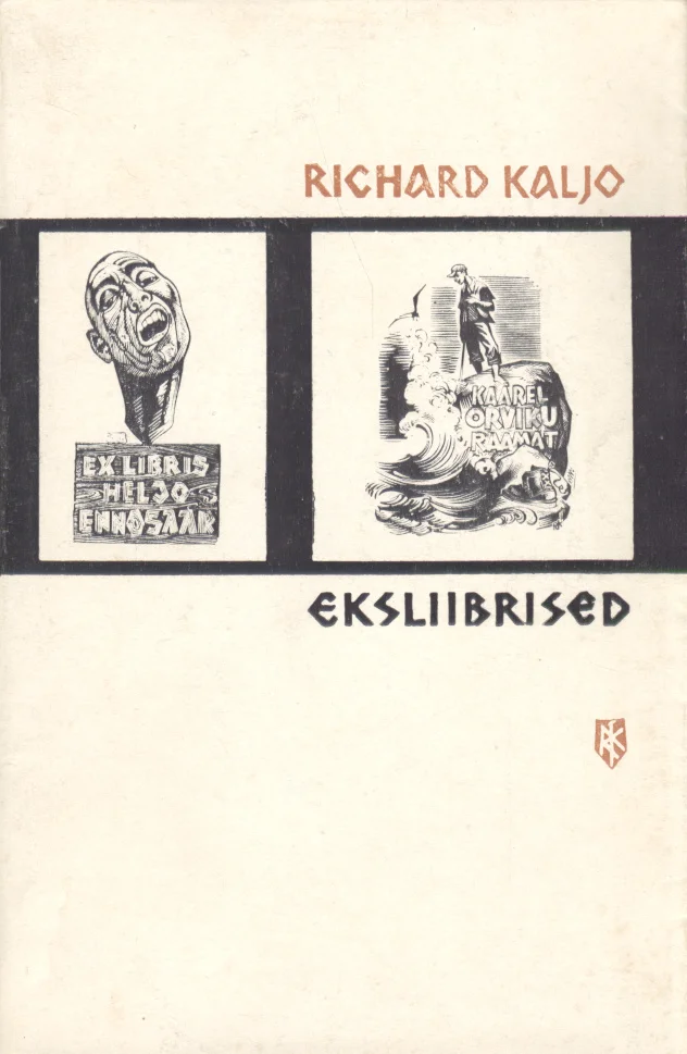 Richard Kaljo eksliibrised - Paul Ambur (Eesti Raamat, 1969). Valge kaanel on kujutatud kaks musta-valget eksliibriste reproduktsiooni — vasakul skulptuurse näoga graafika tekstiga "Ex Libris", paremal detailirohke sceen inimfiguuridega. Kujundus on minimalistlik ja graafiline, rõhutades trükikunsti täpsust.