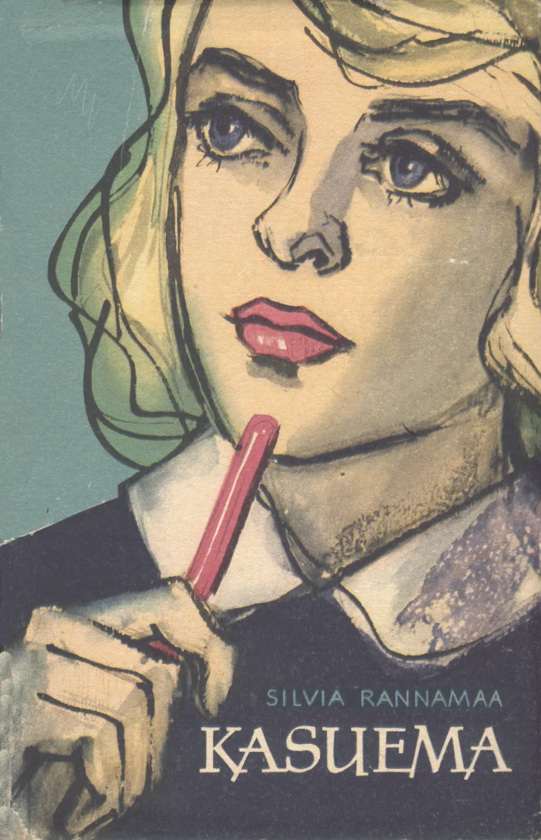 Kasuema - Silvia Rannamaa (Eesti Riiklik Kirjastus, 1963). Illustreeritud portree helekollaste juustega naisest, kes hoiab käes huulepulka ja vaatab kõrvale. Joonistus on tehtud soojades pruunikates ja sinakashallides toonides, retrostiilis.