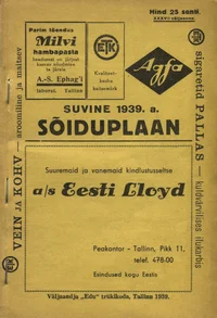 1939. aasta suvine sõiduplaan