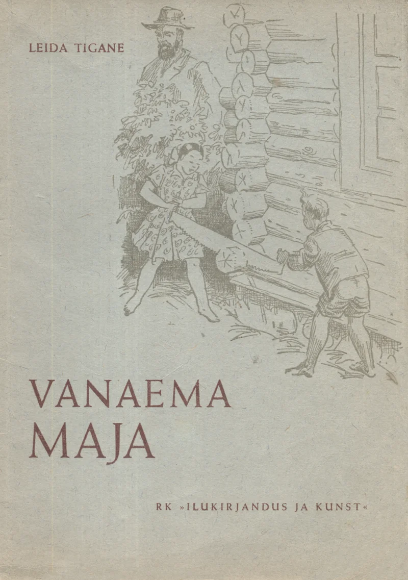 Vanaema maja - Leida Tigane (Ilukirjandus ja Kunst, 1946). Pliiatsijoonistuse stiilis illustratsioon, millel on kujutatud vana taluõue stseeni: täiskasvanu ja laps seisavad palkhoone ukse juures. Õrnad, detailsed joonised heledal taustal annavad kaanele nostalgilis-sooja ning aeglaselt möödunud elu atmosfääri.