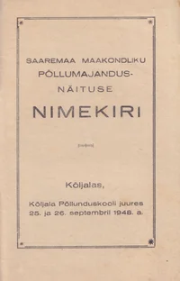 Saaremaa maakondliku põllumajandusnäituse nimekiri