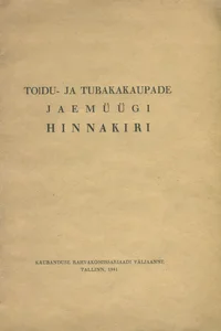 Toidu- ja tubakakaupade jaemüügi hinnakiri