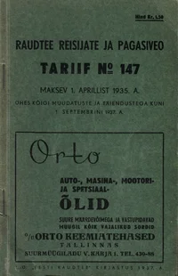 Raudtee reisijate- ja pagasiveo tariif nr. 147