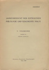 Jahresbericht der Estnischen Philologie und Geschichte 1924/25