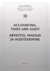 Accounting, taxes and audit. Arvestus, maksud ja auditeerimine
