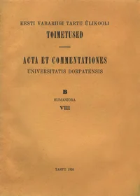 Eesti Vabariigi Tartu Ülikooli toimetused. Acta et Commentationes Universitatis Dorpatensis