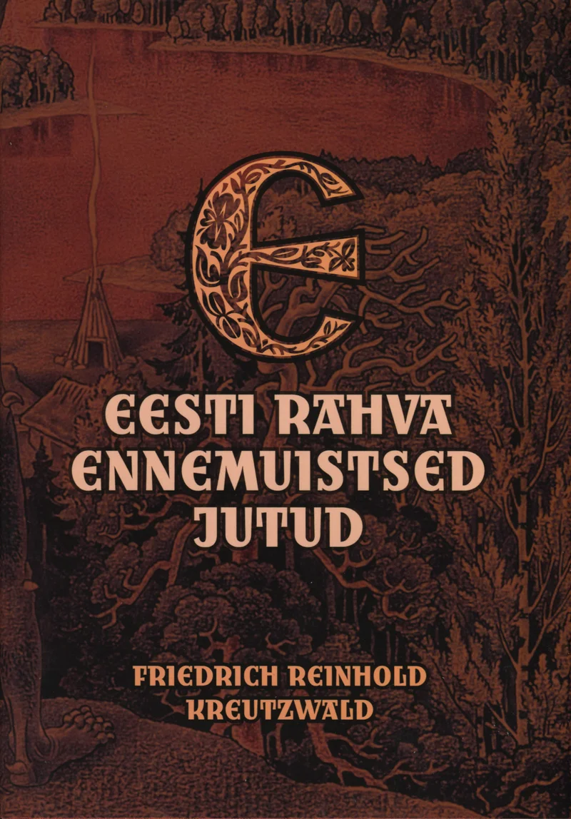 Eesti rahva ennemuistsed jutud - Friedrich Reinhold Kreutzwald (Koolibri, 2009). Tumepruun kaas kaunistatud kuldse ornamentaalse algustähega ning õrnade graveering-stiilis maastikuillustratsiooonidega, mis kujutavad metsa ja külamaastikku. Kujundus on arhailine ja rahvapärane, viidates raamatu vanale päritolule.