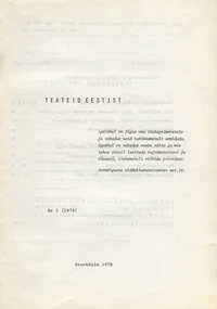 Teateid Eestist Nr 1 (1978)