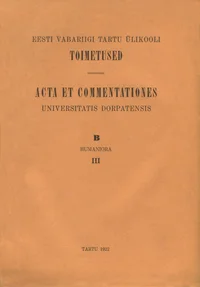 Eesti Vabariigi Tartu Ülikooli toimetused. Acta et Commentationes Universitatis Dorpatensis