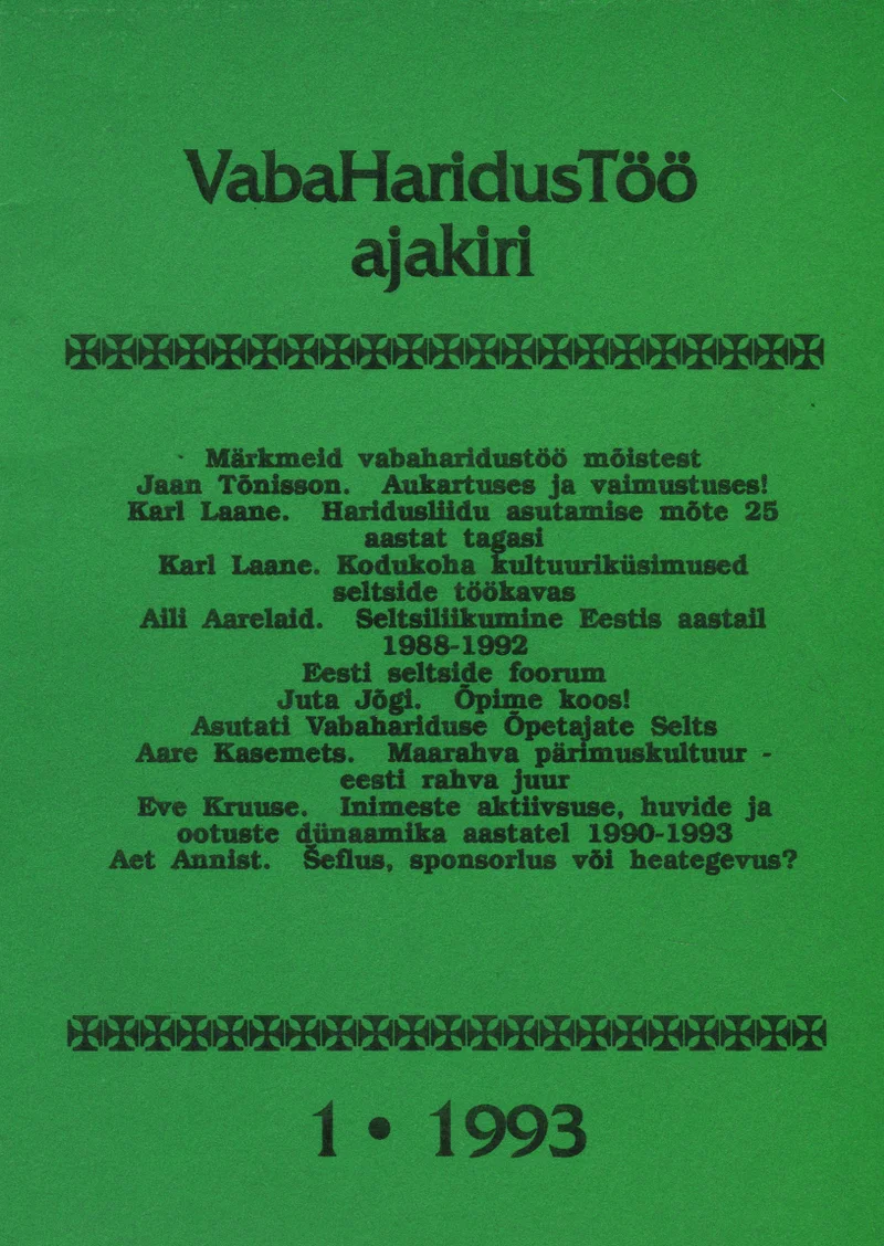 VabaHaridusTöö ajakiri 1993 nr 1