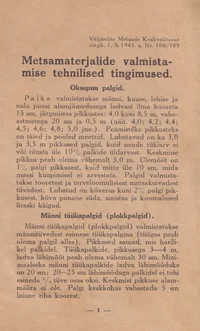 Metsamaterjalide valmistamise tehnilised tingimused