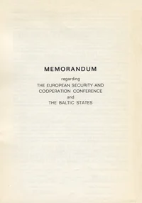 Memorandum regarding the European Security and Cooperation Conference and the Baltic States