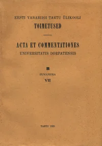 Eesti Vabariigi Tartu Ülikooli toimetused. Acta et Commentationes Universitatis Dorpatensis