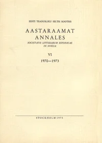 Eesti Teadusliku Seltsi Rootsis aastaraamat. Annales Societatis Litterarum Estonicae in Svecia