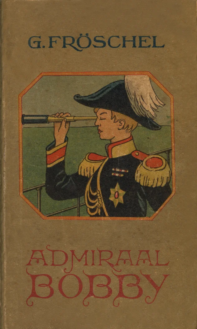 Admiraal Bobby - Georg Fröschel (Tallinna Eesti Kirjastus-Ühisus, 1924). Ilustreeritud kaanepilt kujutab noort poissi admirali mundris ja mütsis, kes vaatab läbi teleskoobi. Joonistus on teostatud klassikalises varajase 20. sajandi raamatuillustratsiooni stiilis soojades pruunikaskollastes toonides.