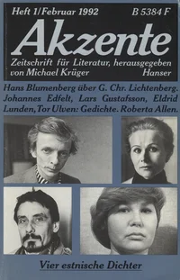 Akzente 1/1992. Zeitschrift für Literatur. 39. Jahrgang. Februar 1992. Vier estnische Dichter P 1992