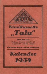 Kinnitusselts «Talu» kalender 1934