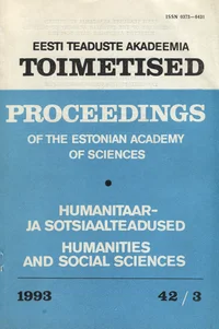 Eesti Teaduste Akadeemia toimetised. Proceedings of the Estonian Academy of Sciences. 1993, 42/3