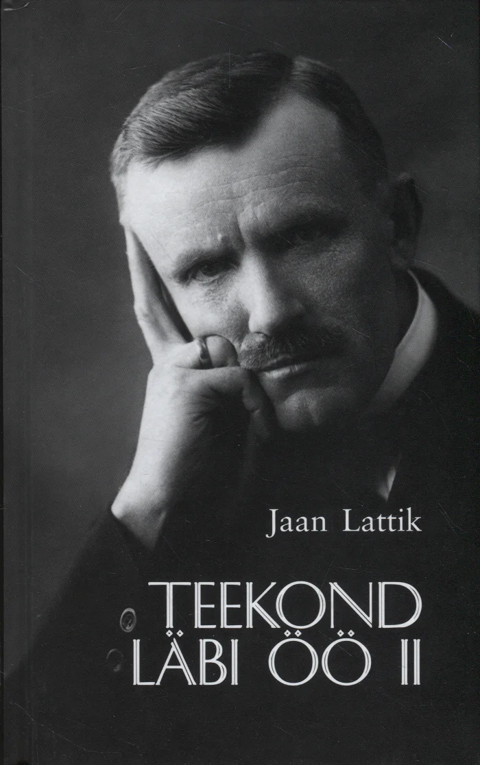 Teekond läbi öö - Jaan Lattik (Ilmamaa, 2016). Mustvalgel fotol on keskealine mees, lõug käel toetudes, tõsise ja mõtliku ilmega. Kaane taust on hele, tiiteltekst on paigutatud foto alla klassikalises serif-kirjatüübis.