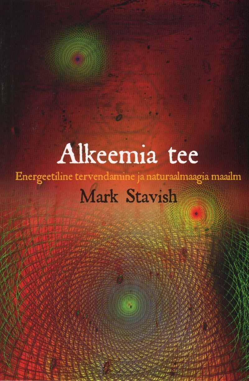 Alkeemia tee - Mark Stavish (Zeus, 2016). Tumepunase ja pruunika tooniga abstraktne kaanekujundus, millel on spiraalikujulised geomeetrilised mustrid ning helendavad rohelised ja kuldsed ringikujulised elemendid.