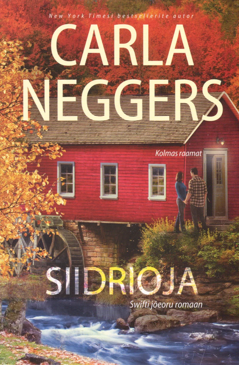 Siidrioja - Carla Neggers (Ersen, 2016). Sügiseste oranžide ja punaste lehtedega puude taustal paikneb vana punane vesiveski, mille ees seisavad kaks inimest. Fotorealistlik, sooja sügisvärvide paletti kasutav romantiline maastikupilt.