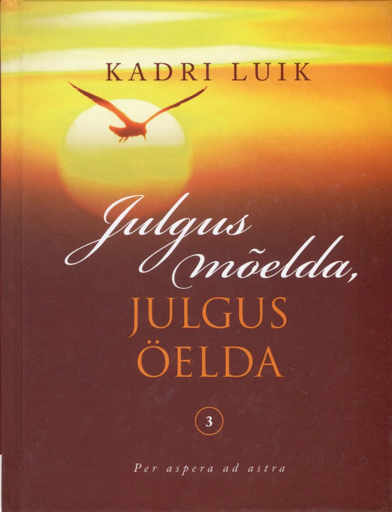 Julgus mõelda, julgus öelda - Kadri Luik (Pilgrim, 2016). Sooja oranži-punase päikeseloojangu taustal lendab vabalt lind, luues inspireeriva ja lootusrikka meeleolu. Kaane kujundus on lihtne ja elegantne, domineerivad soojad kuldsed toonid.
