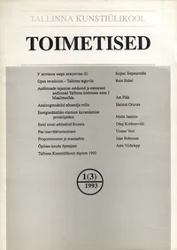 Tallinna Kunstiülikool. Toimetised 1993/01(03)
