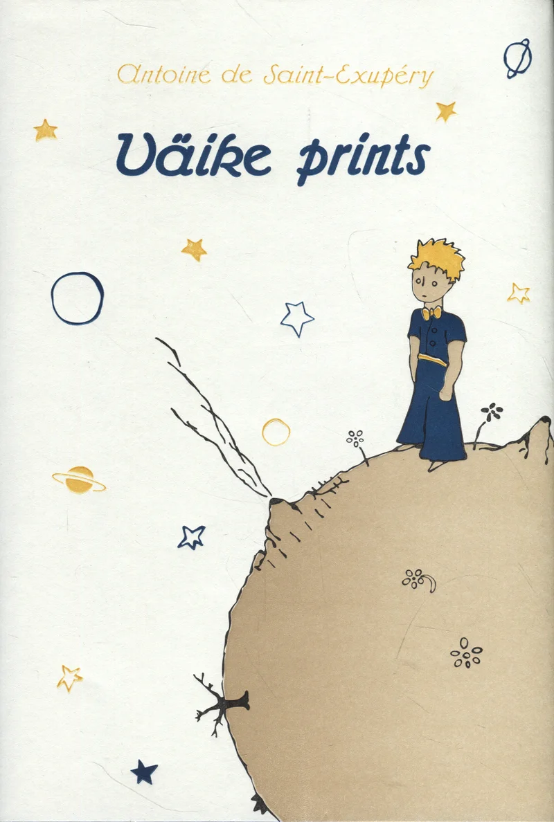 Väike prints - Antoine De Saint-Exupéry (Eesti Trüki- ja Paberimuuseum, 2018). Lihtne pliiatsijoonistuse stiilis illustratsioon, mis kujutab väikest poissi sinises kuues väikesel planeedil seismas. Taust on kreemjasvalge, joonistus minimalistlik ja õrn.