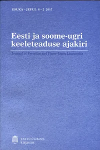 Eesti ja soome-ugri keeleteaduse ajakiri. Journal of Estonian and Finno-Ugric Linguistics