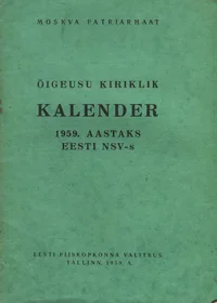 Õigeusu kiriklik kalender 1959. aastaks Eesti NSV-s