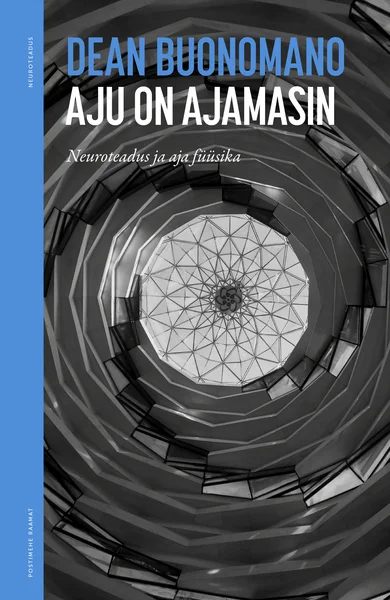 Aju on ajamasin - Dean Buonomano (Postimees, 2022). Tumesinisel taustal avaneb perspektiivis kuppelarhitektuuri geomeetriline muster, mis loob hüpnootilise sügavusillusiooni. Mustvalgetes toonides foto rõhutab sümmeetrilisi spiraaljooni ja ornamentaalset keskpunkti.