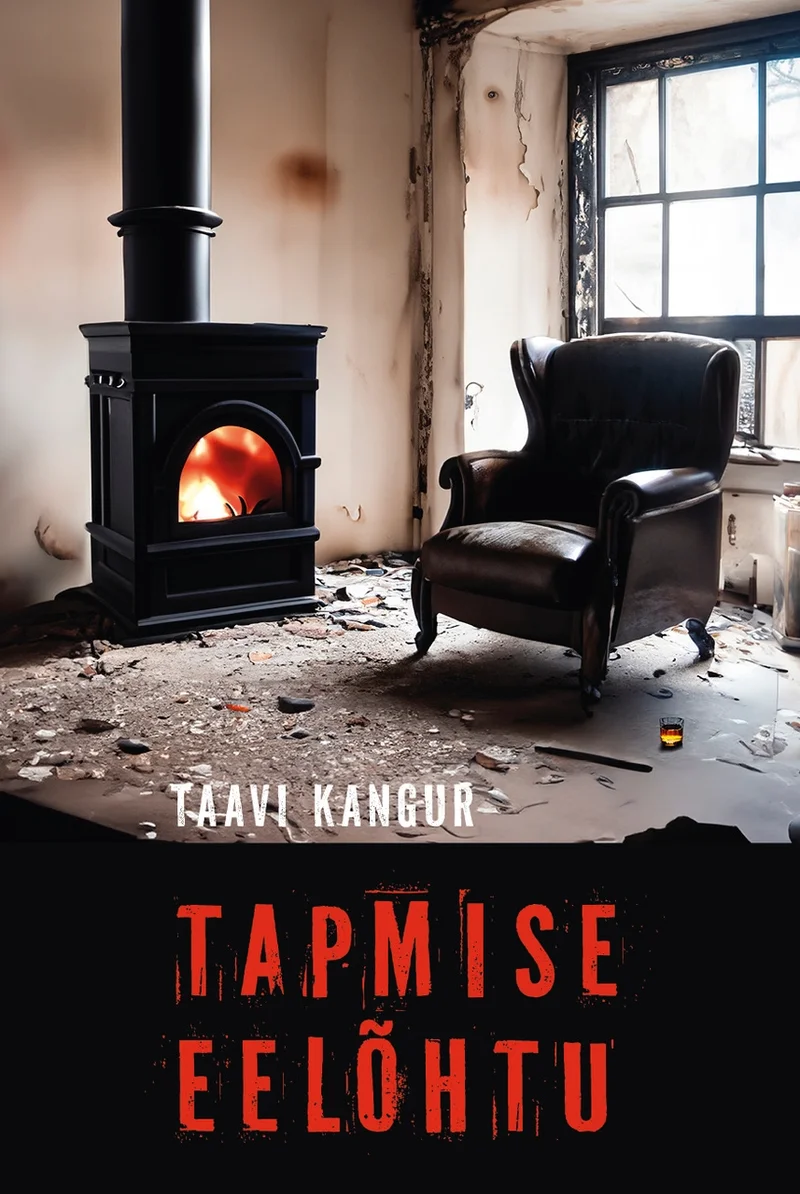 Tapmise eelõhtu - Taavi Kangur (Tänapäev, 2023). Kaanel on foto lagunenud, mahajäetud toast, kus seisab must malmahi ja selle kõrval vana pruun tugitool. Atmosfäär on sünge ja hüljatud, tuba on räsitud seinte ja prügiga, ahi aga põleb soojalt.