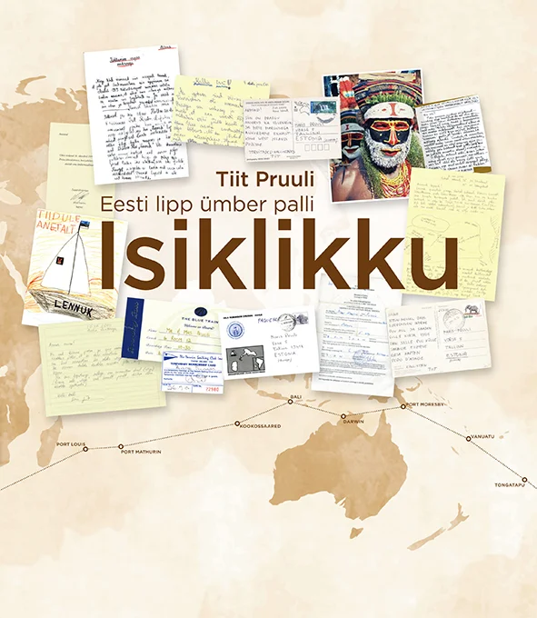 Isiklikku - Tiit Pruuli (Varrak, 2024). Beežil kaardifoonil on laiali pillutatud erinevad postkaardid, kirjad, fotod ja dokumendid, mille seas paistab silma mehe portreefoto eksootilistest piirkondadest. Kollaaž loob reisipäeviku ja isikliku kirjavahetuse atmosfääri.