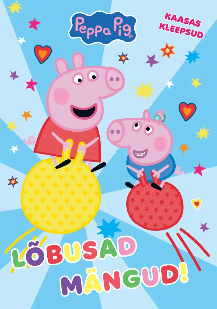Põrsas Peppa - Hasbro, Hasbro, Hasbro, Hasbro, Hasbro, Hasbro, Hasbro, Hasbro, Hasbro, Hasbro, Hasbro, Hasbro, Hasbro, Hasbro, Hasbro, Hasbro, Hasbro, Hasbro, Hasbro, Hasbro, Hasbro, Hasbro, Hasbro, Hasbro, Hasbro, Hasbro, Hasbro, Hasbro, Hasbro, Hasbro, Hasbro, Hasbro, Hasbro, Hasbro, Hasbro, Hasbro, Hasbro, Hasbro, Hasbro, Hasbro, Hasbro, Hasbro, Hasbro, Hasbro, Hasbro, Hasbro, Hasbro, Hasbro, Hasbro, Hasbro, Hasbro, Hasbro, Hasbro, Hasbro, Hasbro, Hasbro, Hasbro, Hasbro, Hasbro, Hasbro, Hasbro, Hasbro, Hasbro, Hasbro, Hasbro, Hasbro, Hasbro, Hasbro, Hasbro, Hasbro, Hasbro, Hasbro, Hasbro, Hasbro, Hasbro, Hasbro, Hasbro, Hasbro, Hasbro, Hasbro, Hasbro, Hasbro, Hasbro, Hasbro, Hasbro, Hasbro, Hasbro, Hasbro, Hasbro, Hasbro, Hasbro, Hasbro, Hasbro, Hasbro, Hasbro, Hasbro, Hasbro, Hasbro, Hasbro, Hasbro, Hasbro, Hasbro, Hasbro, Hasbro, Hasbro, Hasbro, Hasbro, Hasbro, Hasbro, Hasbro, Hasbro, Hasbro, Hasbro, Hasbro, Hasbro, Hasbro, Hasbro, Hasbro, Hasbro, Hasbro, Hasbro, Hasbro, Hasbro, Hasbro, Hasbro, Hasbro, Hasbro, Hasbro, Hasbro, Hasbro, Hasbro, Hasbro, Hasbro, Hasbro, Hasbro, Hasbro, Hasbro, Hasbro, Hasbro, Hasbro, Hasbro, Hasbro, Hasbro, Hasbro, Hasbro, Hasbro, Hasbro, Hasbro, Hasbro (2026). Helesinisel taustal on kaks animeeritud põrsast, kes hüppavad värvilistel pallipõrgatajatel — üks kollane ja üks punane. Kaanel on rõõmsad, säravad värvid ning tähtedest kiirgav kujundus.