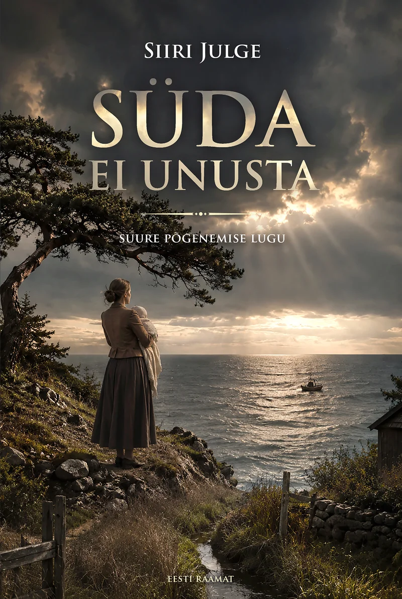 Süda ei unusta - Siiri Julge (Eesti Raamat). Dramaatiline fotorealistlik kaanekujundus, millel seisab naine kivisel rannikul ja vaatab tormisel taevasäras merd, kus on näha väike paat. Tumedad kivid, metsik loodus ja kuldne valgus loovad melanhoolse ja pingelist ootust täis meeleolu.