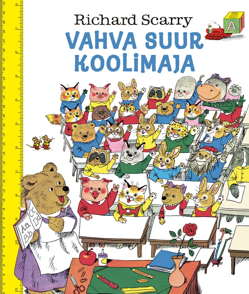 Vahva suur koolimaja - Richard Scarry (Pegasus, 2026). Värvikas illustratsioon kooliklassist, kus loomategelased (karud, jänesed jt) istuvad pinkides ja õpivad, õpetajaks on karu. Richard Scarry iseloomulik laste raamatute joonistusstiil rohkete detailide ja rõõmsate värvidega.