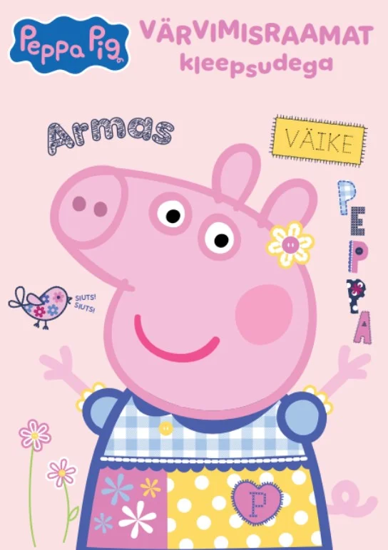 Põrsas Peppa - Hasbro (2026). Roosakas kaanekujundus, mille keskmes on animeeritud roosast põrsast tüdruk kollase ruudulise kleidiga ja lillakas juukseklipsiga. Taustal on väikesed lillekesed ja liblikas pastelsetes toonides.