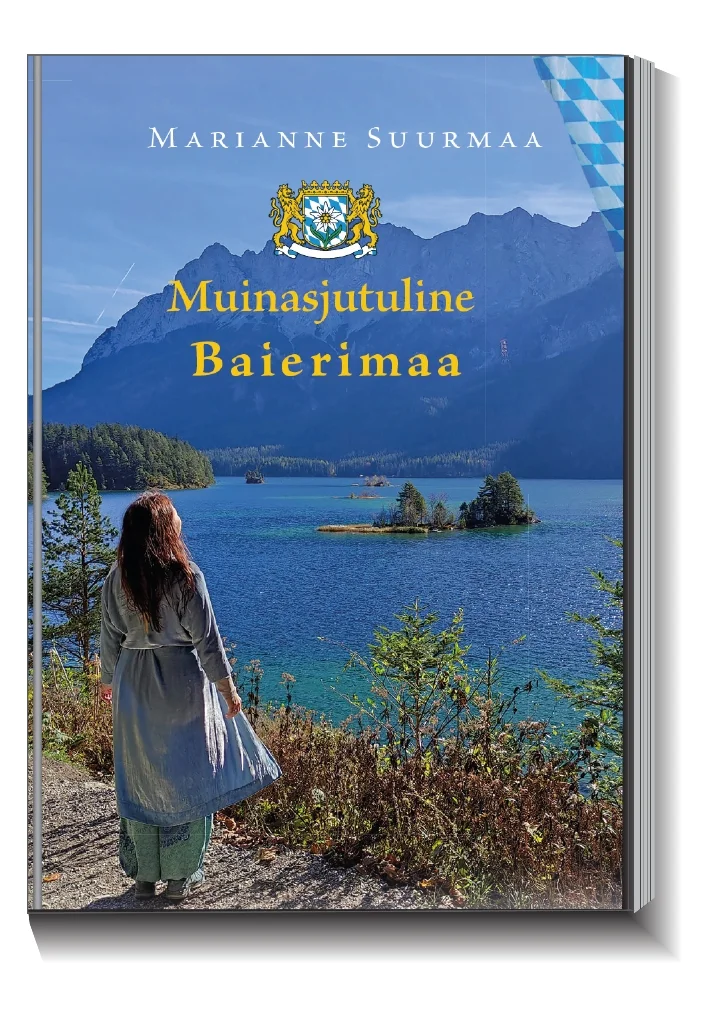 Muinasjutuline Baierimaa - Marianne Suurmaa (Hea Tegu, 2026). Fotorealistlik kaanepilt, millel on tagantvaates pikkade juustega naine, kes vaatab sinise järve ja roheliste mägede poole. Maastik on lopsakas ja idülliline, peegeldades Baieri looduse romantilisust.