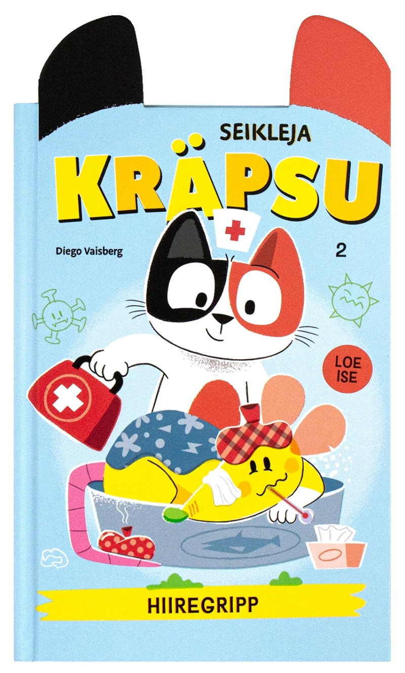 Seikleja Kräpsu - Diego Vaisberg (Koolibri, 2026). Erksat värvidest kaanepilt kujutab arstitarobes kassikest, kes hoolitseb haige hiirekese eest, kes lebab voodis. Laste koomiksistiilis illustratsioon kasutab eredaid toone – sinist, kollast ja punast.