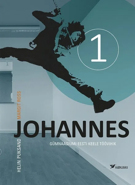 Johannes 1 - Margit Ross, Helin Puksand (Koolibri, 2023). Heledal taustal hüppava nooruki siluett, mis on kujutatud dünaamilises, õhku tõusvas poosis. Minimalistlik ja modernne kujundus sinakashallides toonides.