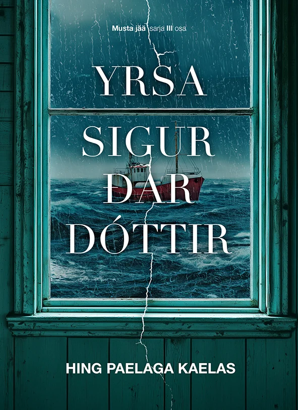 Hing paelaga kaelas - Yrsa Sigurdardottir (Varrak, 2026). Tumeroheline ja karm kaanekujundus kujutab tormilist merd vaadatuna läbi pragunenud akna, mille klaasil on näha pikk mõra. Sünge ja pingeloov atmosfäär rõhutab ohuennet – taevas on pilvine ja lained möllavad.