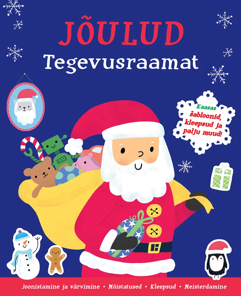 Jõulud - Helen Hughes (Rahva Raamat, 2026). Sinise taustaga lasteraamat, mille keskel on suur jõuluvana koos kingikotiga, ümbritsetuna väikeste jõulutegelaste ja -esemetega nagu lumememm, pingviin ja jõulukuusk. Kaanekujundus on särav ja lapselik, rõõmsates punastes ja rohelistes toonides.