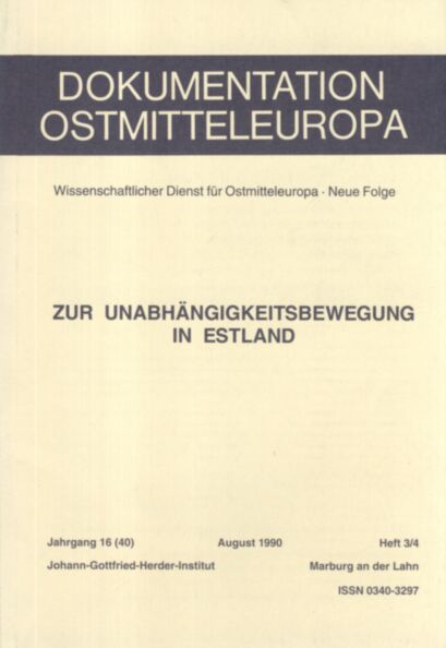 Dokumentation Ostmitteleuropa, August 1990, Jahrgang 16 (40), Heft 3/4